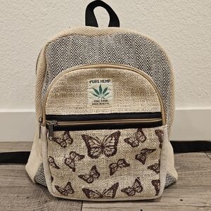 Pure Hemp Beige and Brown Butterfly Backpack